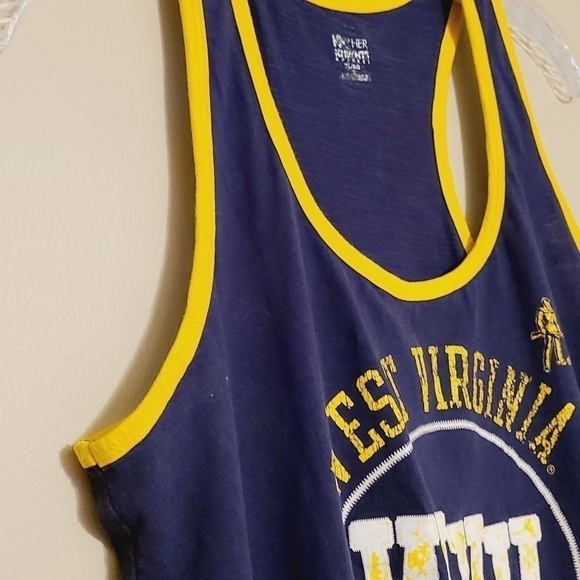 Women's Blue & Gold Racerback WVU Sports Fan Tank Top (Size XL) - Picture 3 of 10
